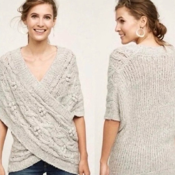 Anthropologie • sleeping on snow rap style cableknit heather gray shrug •  XS/S - Picture 16 of 16